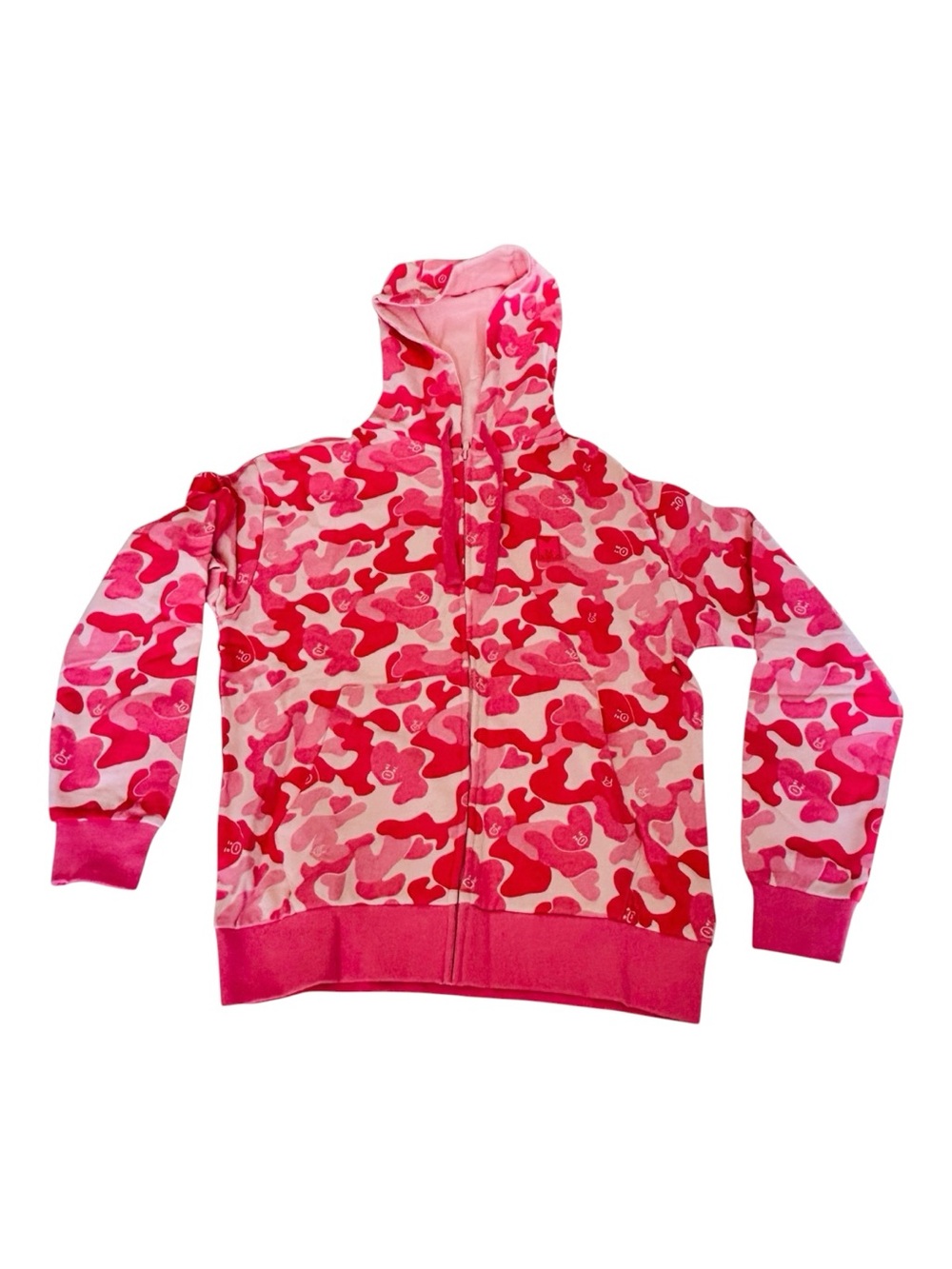 BT21 TATA Hoodie Large Pink Camo Zip Up BTS Line Friends Unistar Color Time NWT